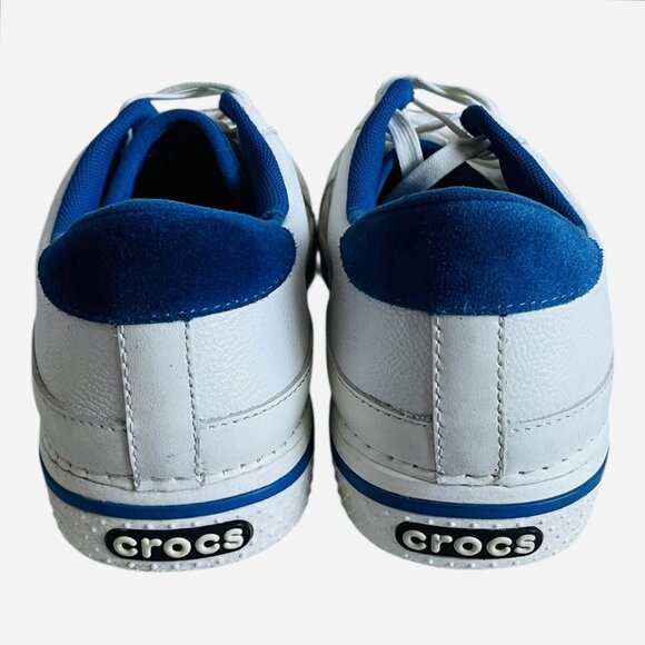 Crocs Hover Lace-Up Sneakers Men's White Blue Leather Spiked Golf Shoes M10 VG - Picture 8 of 12